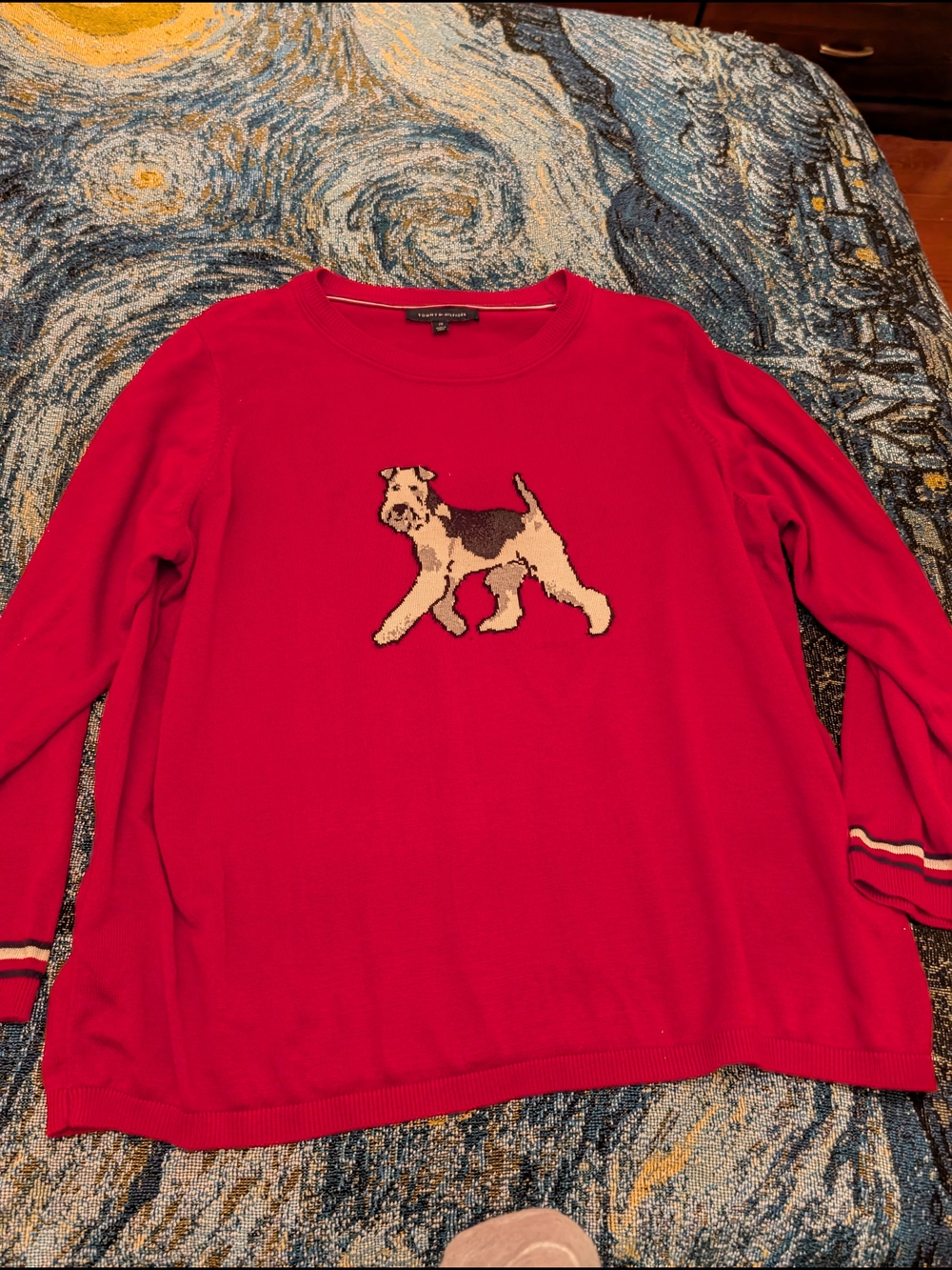 Tommy Hilfiger Red Sweater with Dog Motif